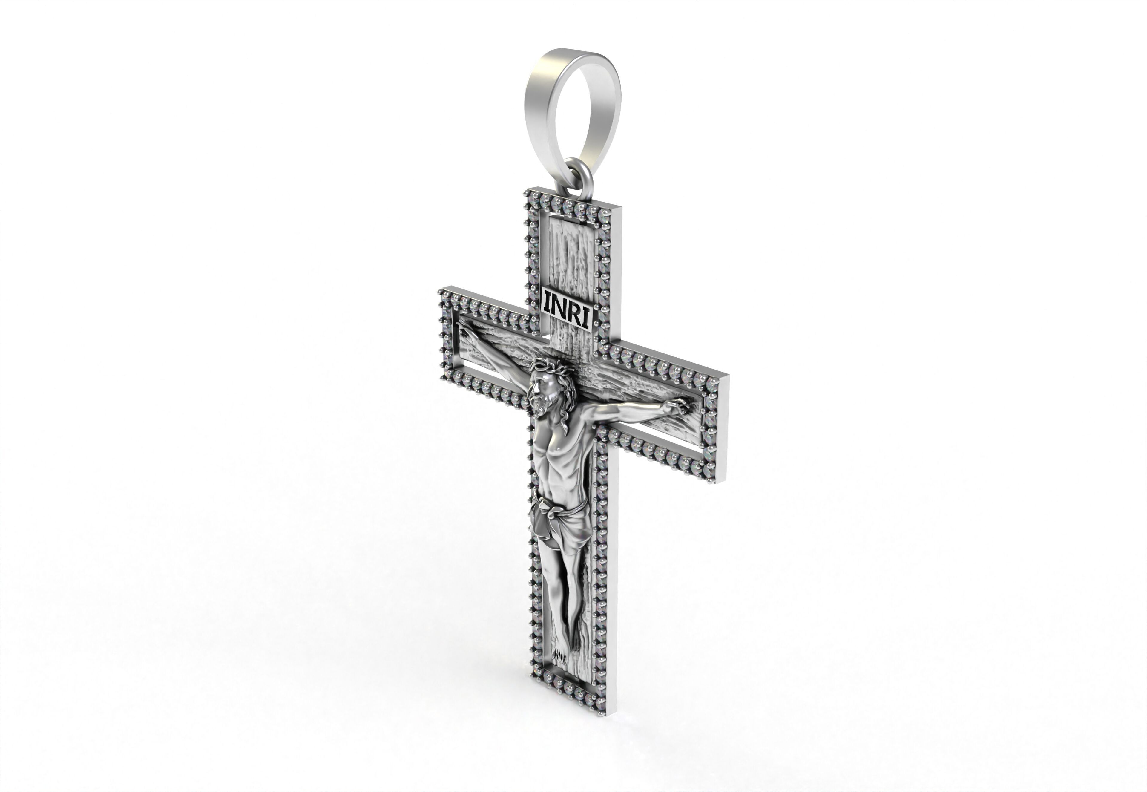 Jesus and Diamond Cross Pendant 3D print model_8