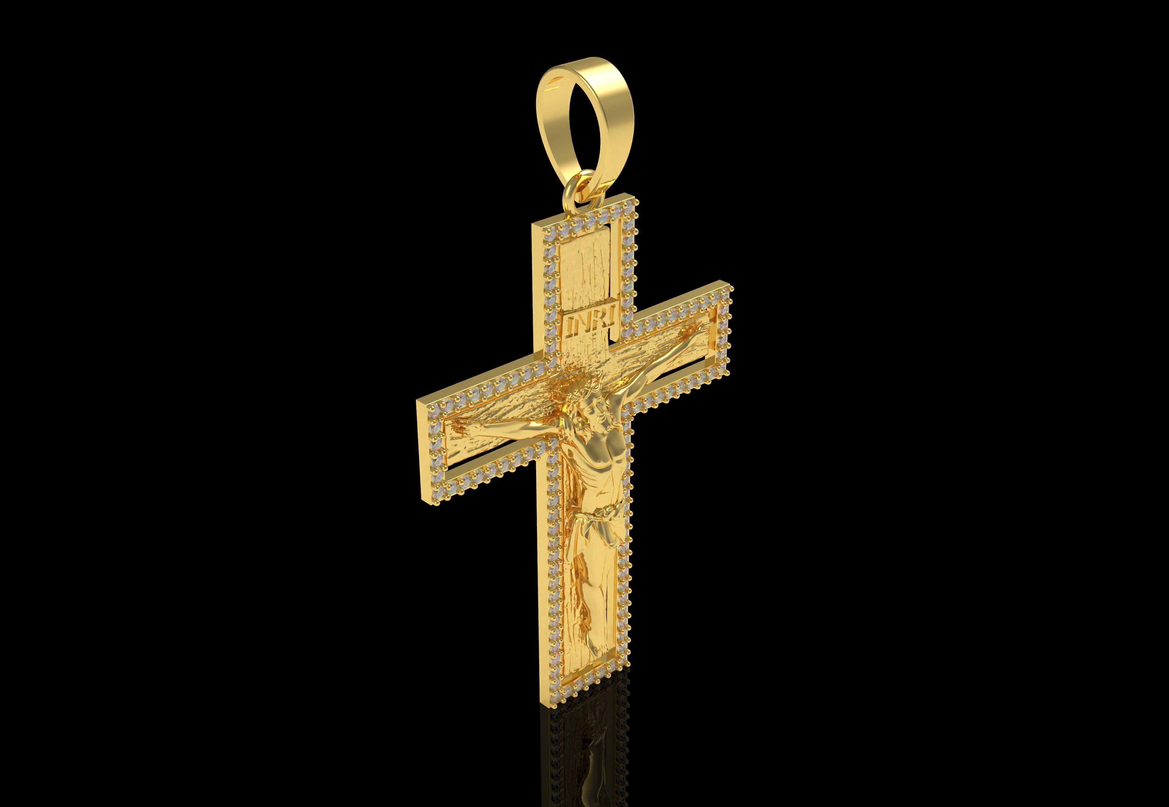 Jesus and Diamond Cross Pendant 3D print model_14