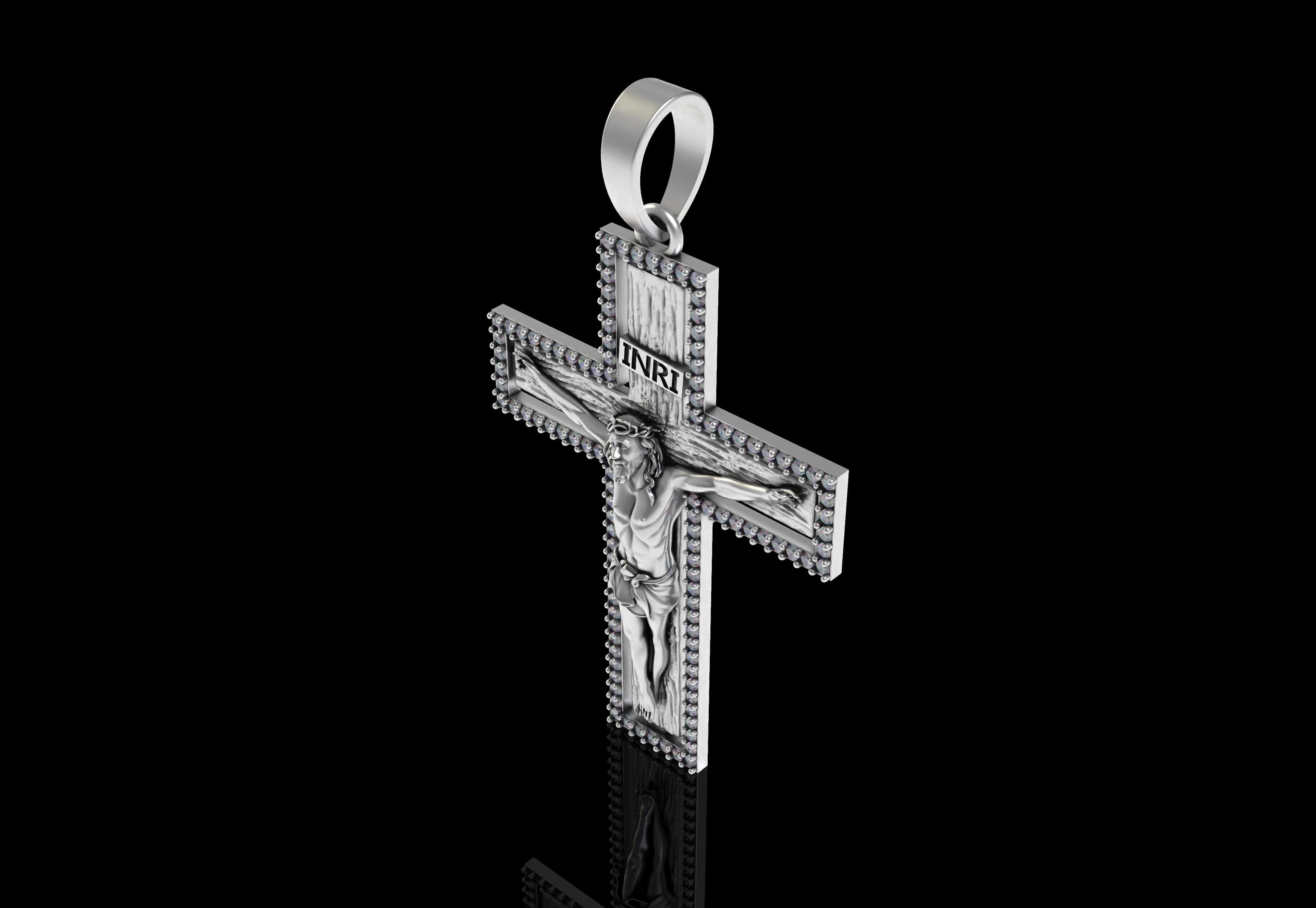 Jesus and Diamond Cross Pendant 3D print model_19