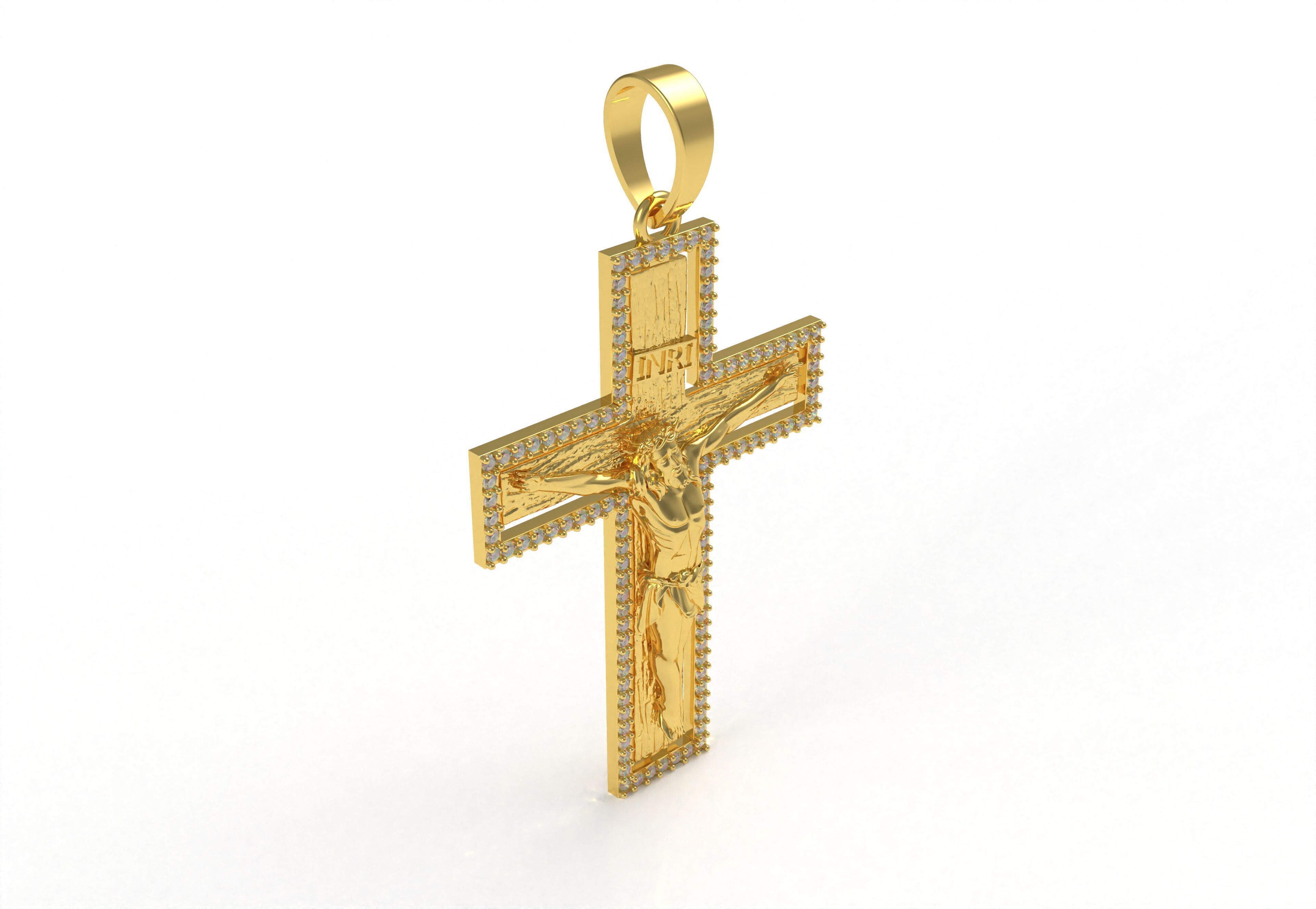 Jesus and Diamond Cross Pendant 3D print model_13