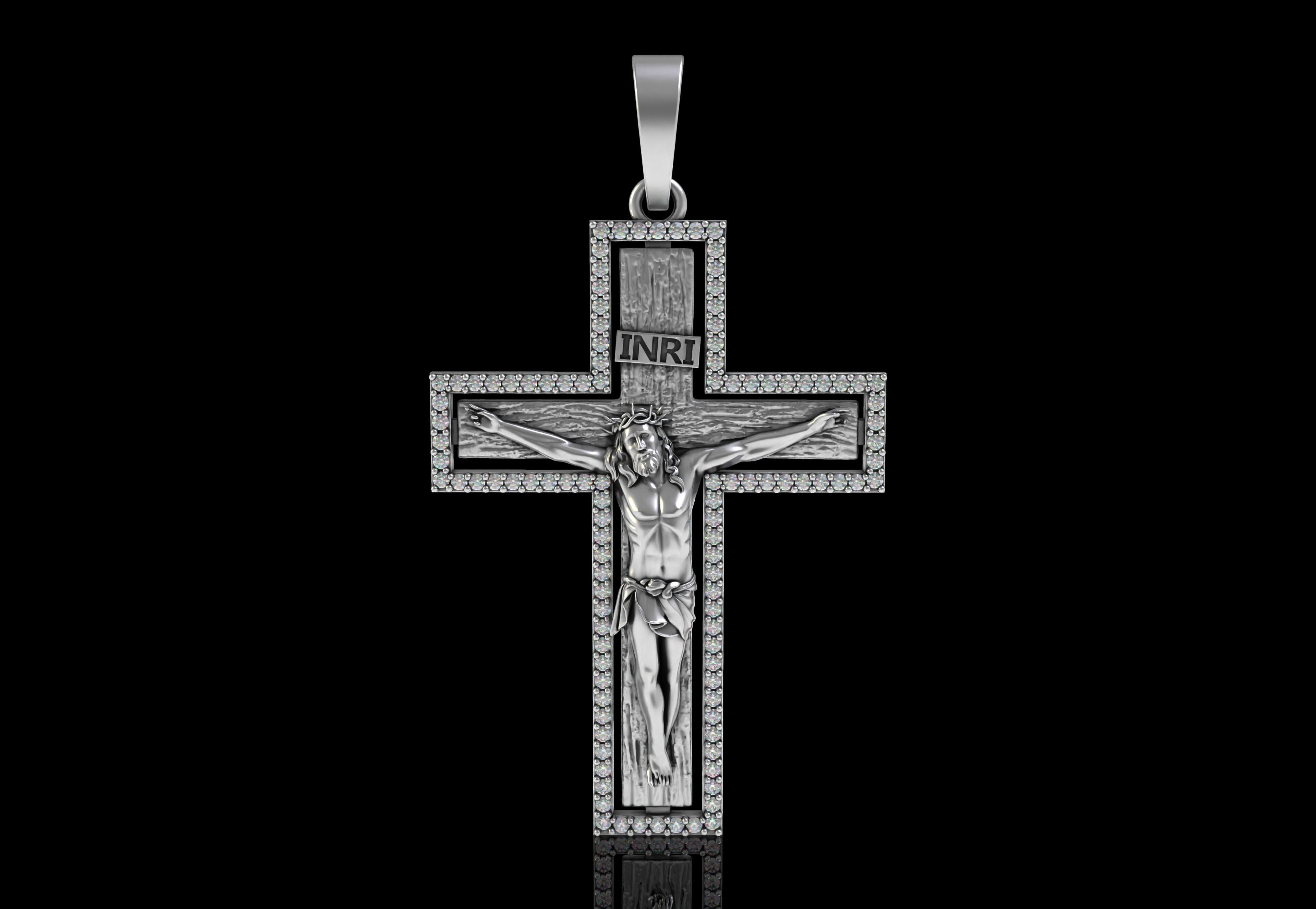Jesus and Diamond Cross Pendant 3D print model_21