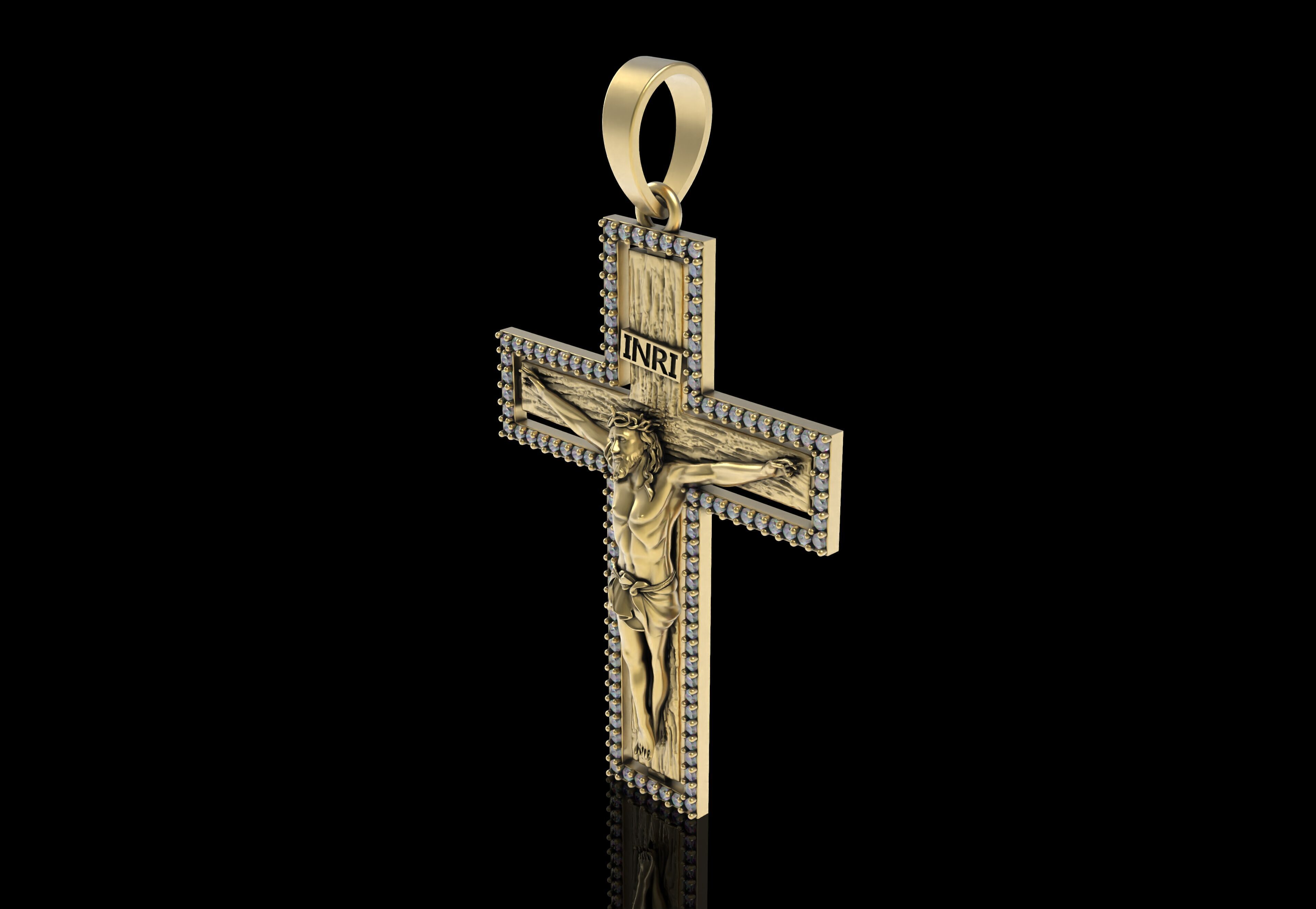 Jesus and Diamond Cross Pendant 3D print model_25