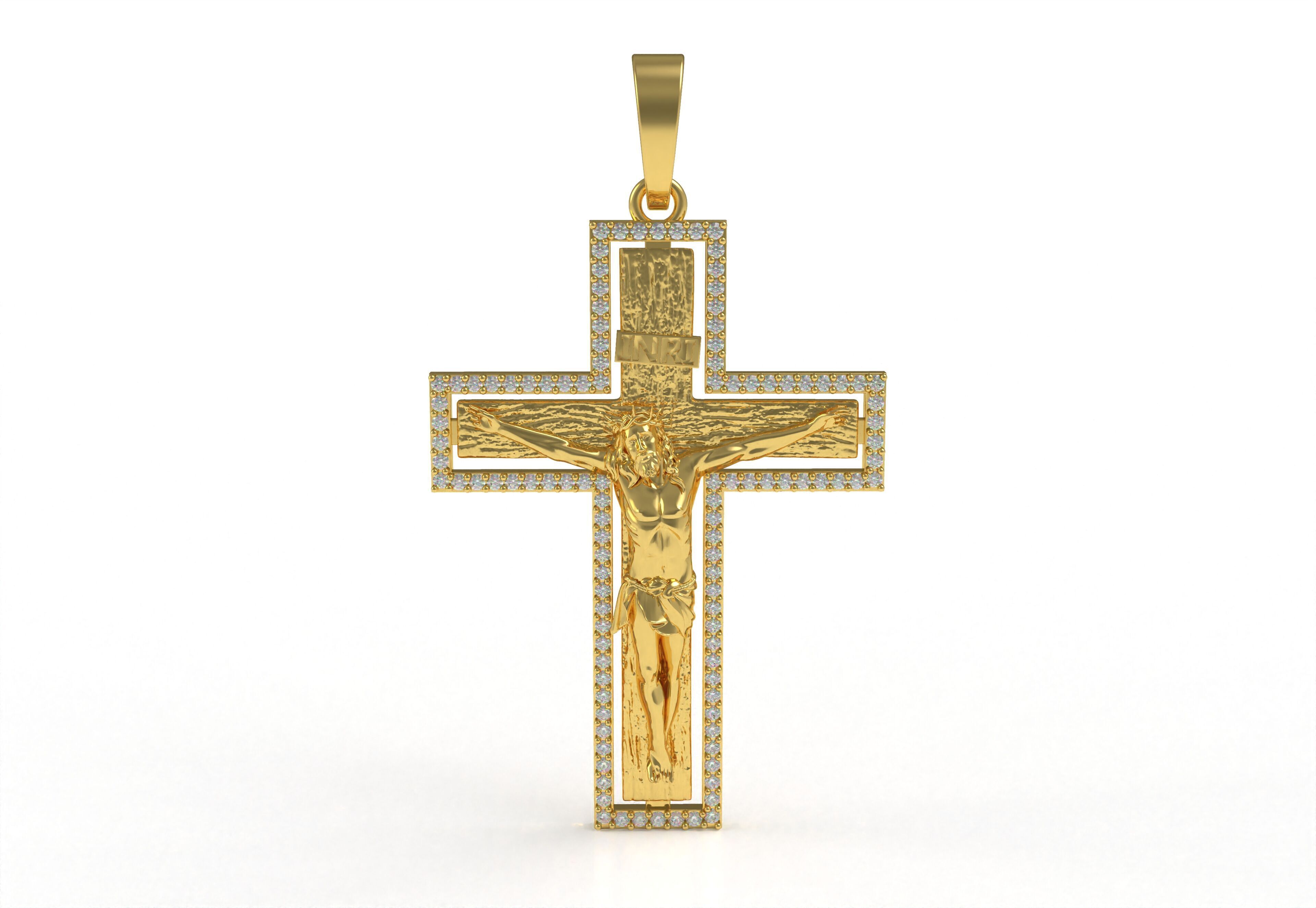 Jesus and Diamond Cross Pendant 3D print model_12