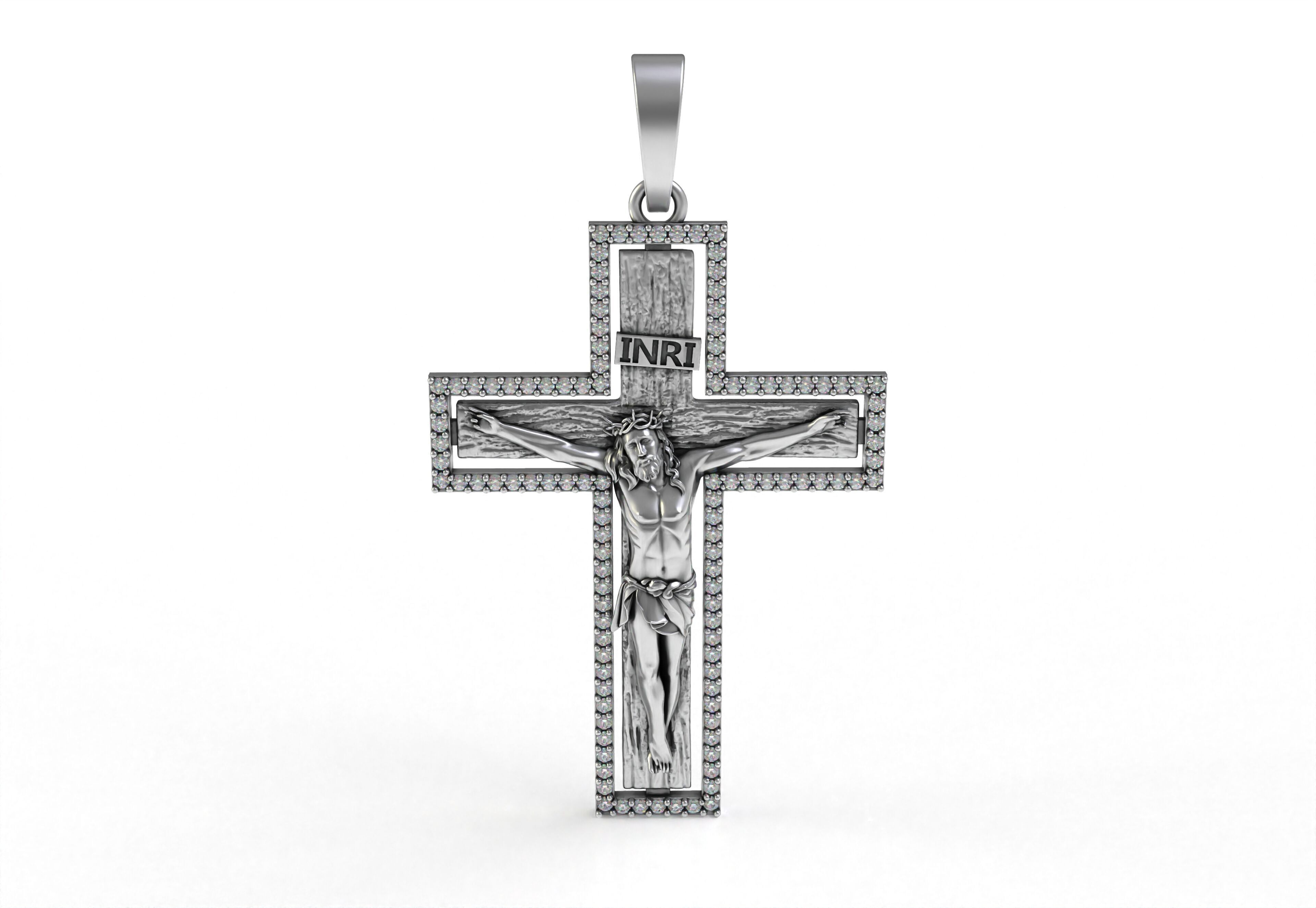 Jesus and Diamond Cross Pendant 3D print model_7