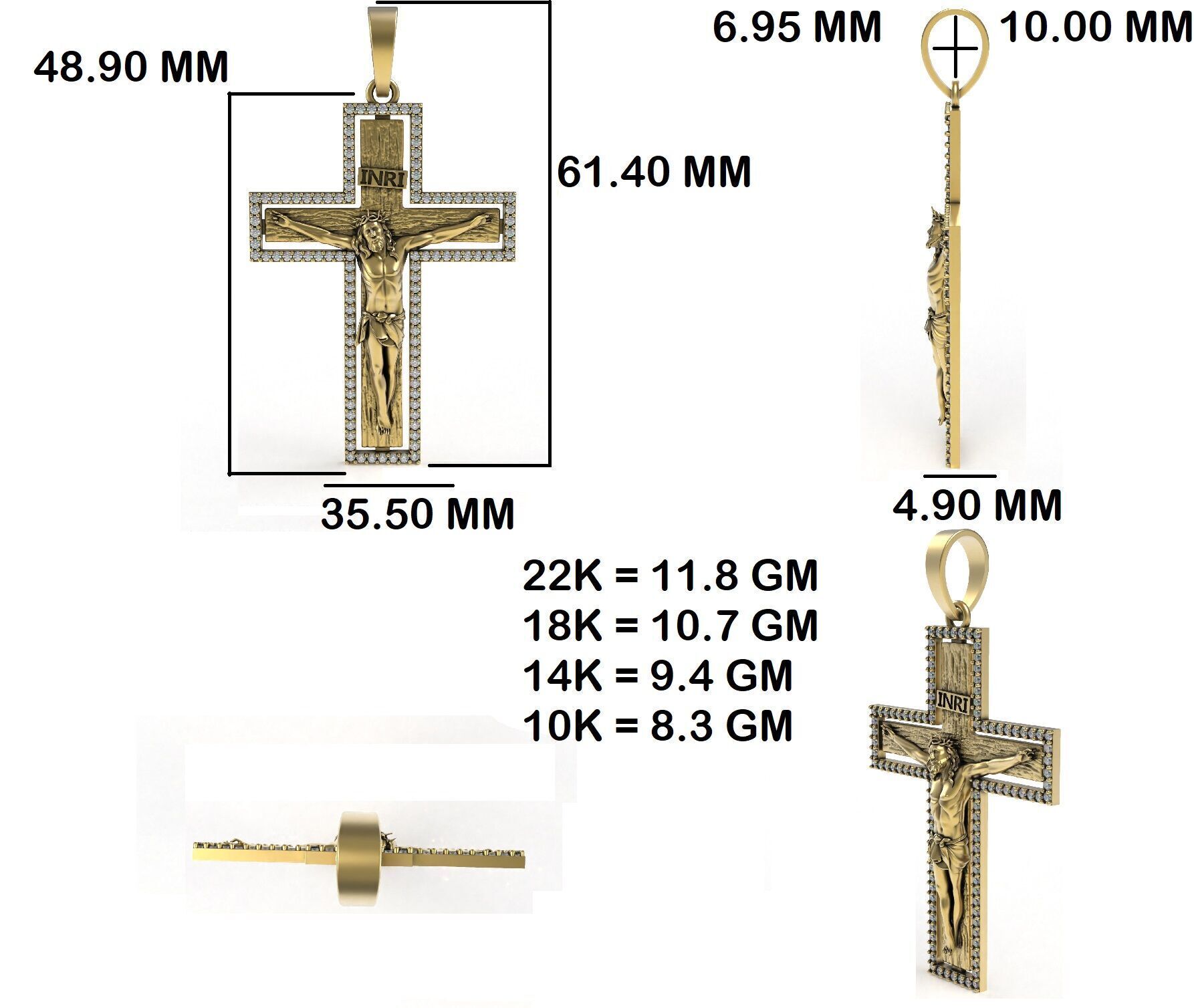 Jesus and Diamond Cross Pendant 3D print model_28