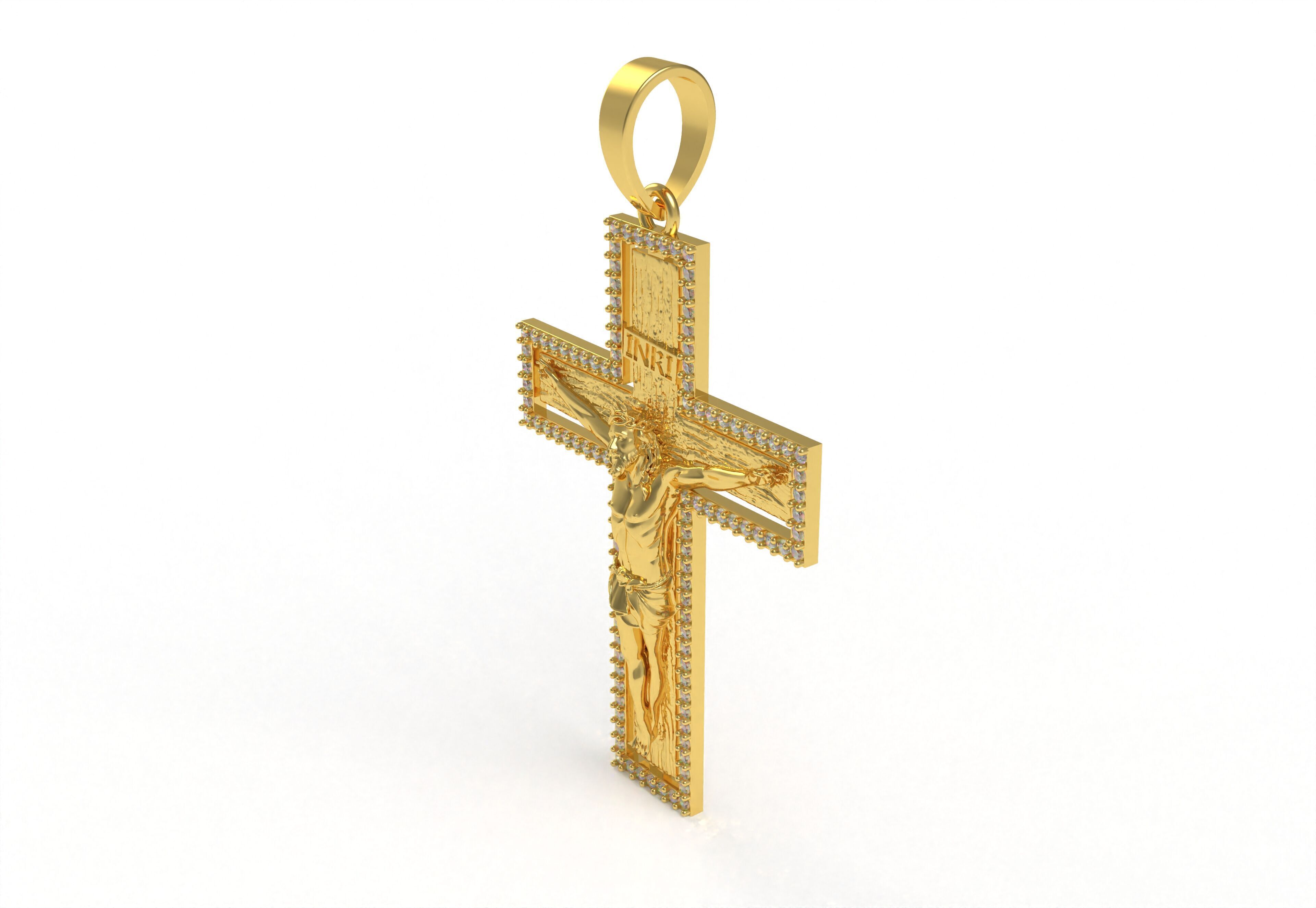 Jesus and Diamond Cross Pendant 3D print model_11