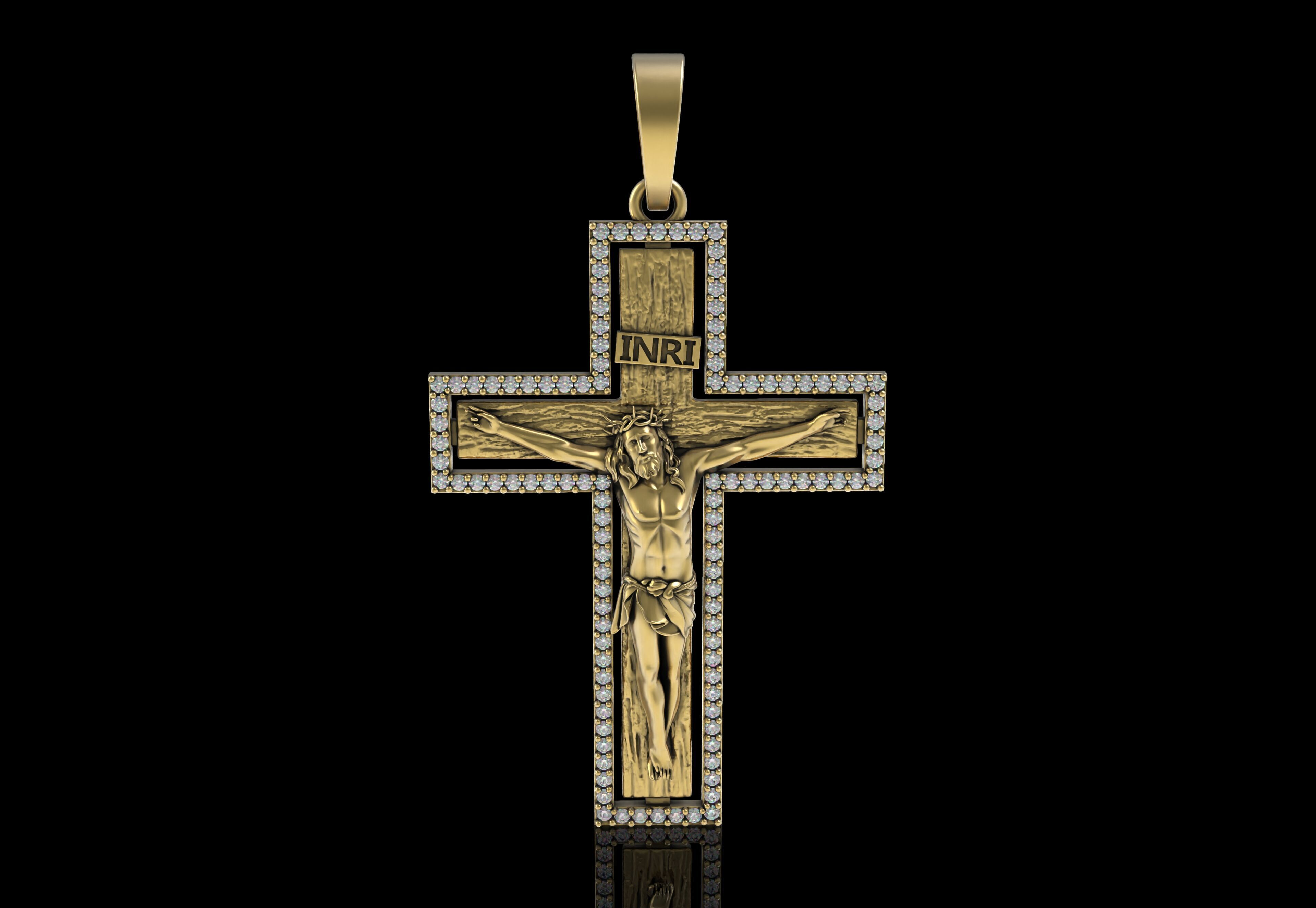 Jesus and Diamond Cross Pendant 3D print model_24