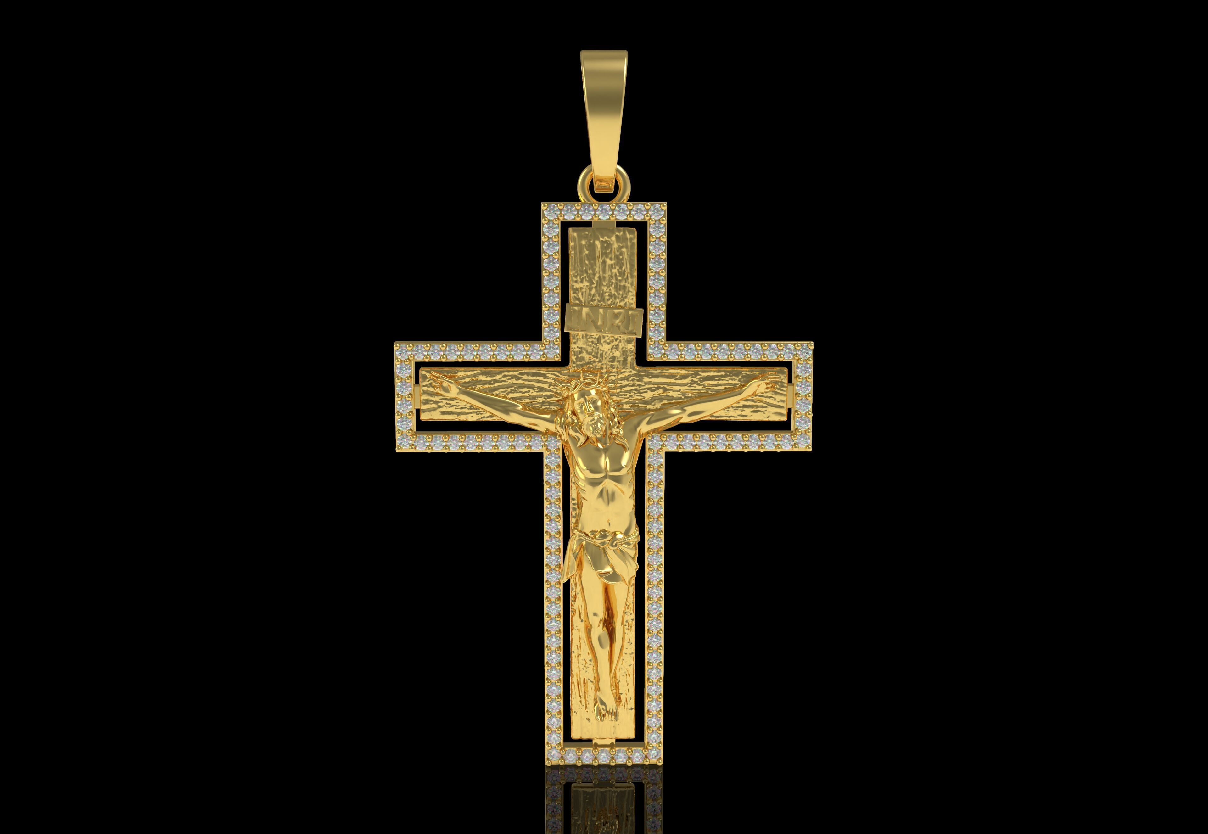 Jesus and Diamond Cross Pendant 3D print model_15
