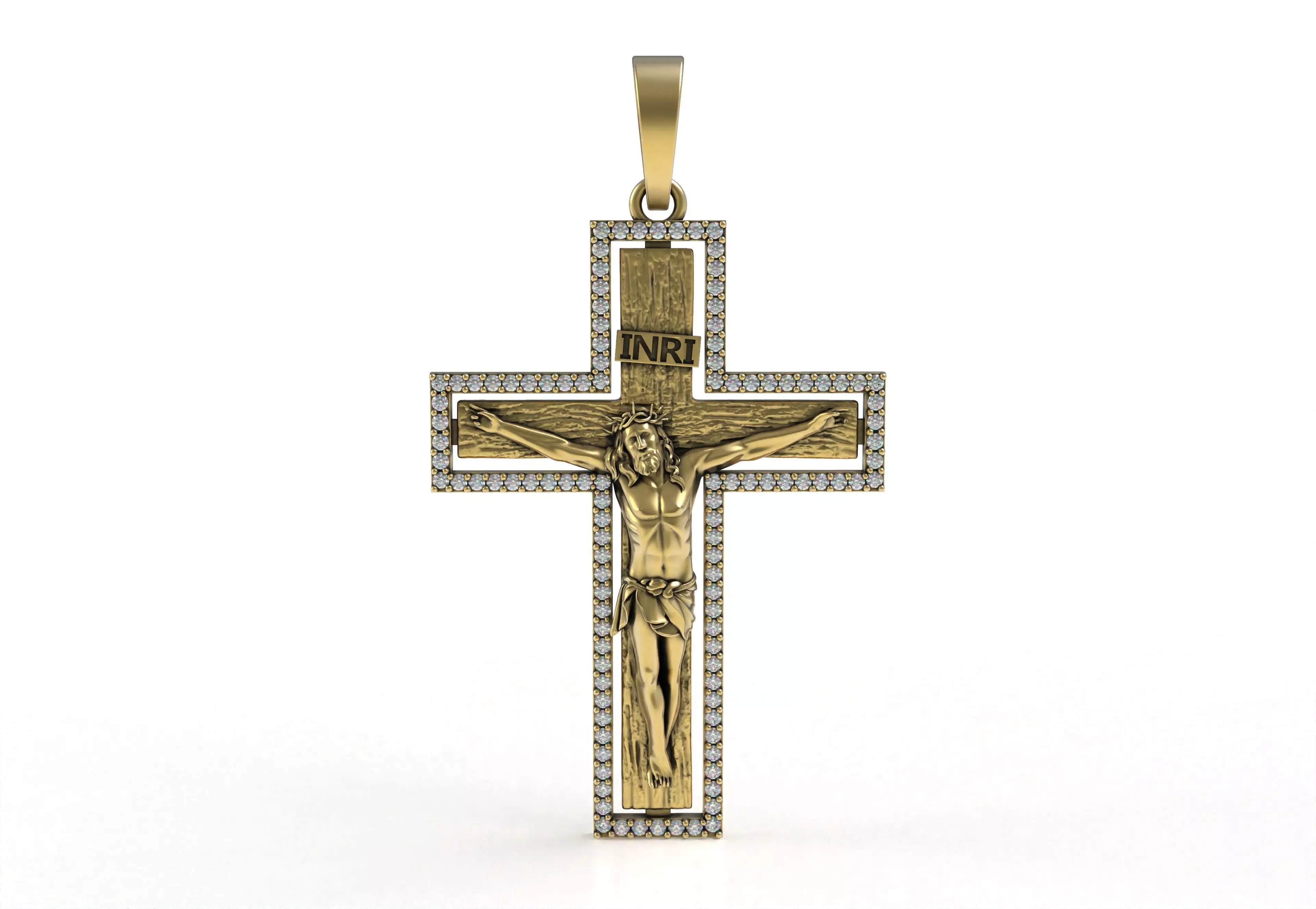 Jesus and Diamond Cross Pendant 3D print model_0