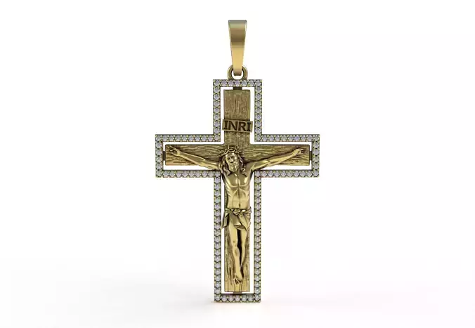 Jesus and Diamond Cross Pendant