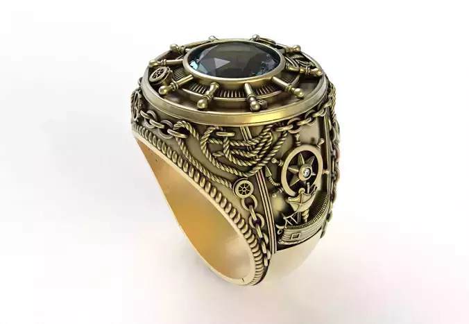 Huge Red Diamond Round Hip Hop Ring 3D print model