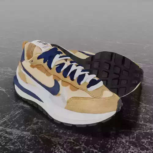 SACAI X NIKE VAPOR WAFFLE SESAME - BLUE VOID 3D SHOES Low-poly 3D model