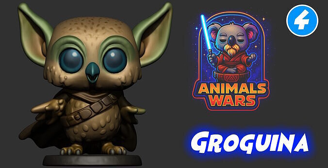 Groguina Jedi Stylized 3D Figure 3D print model