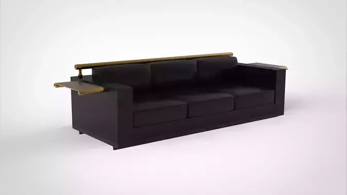 Modern Sofa with Brass Accents 