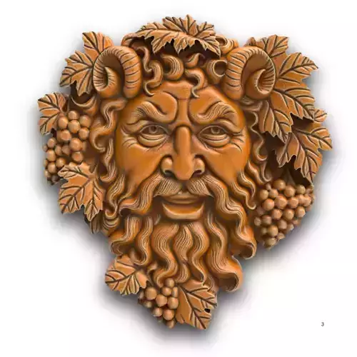 Dionysus God of Vine Sculpture Wall Plaque 3D print model