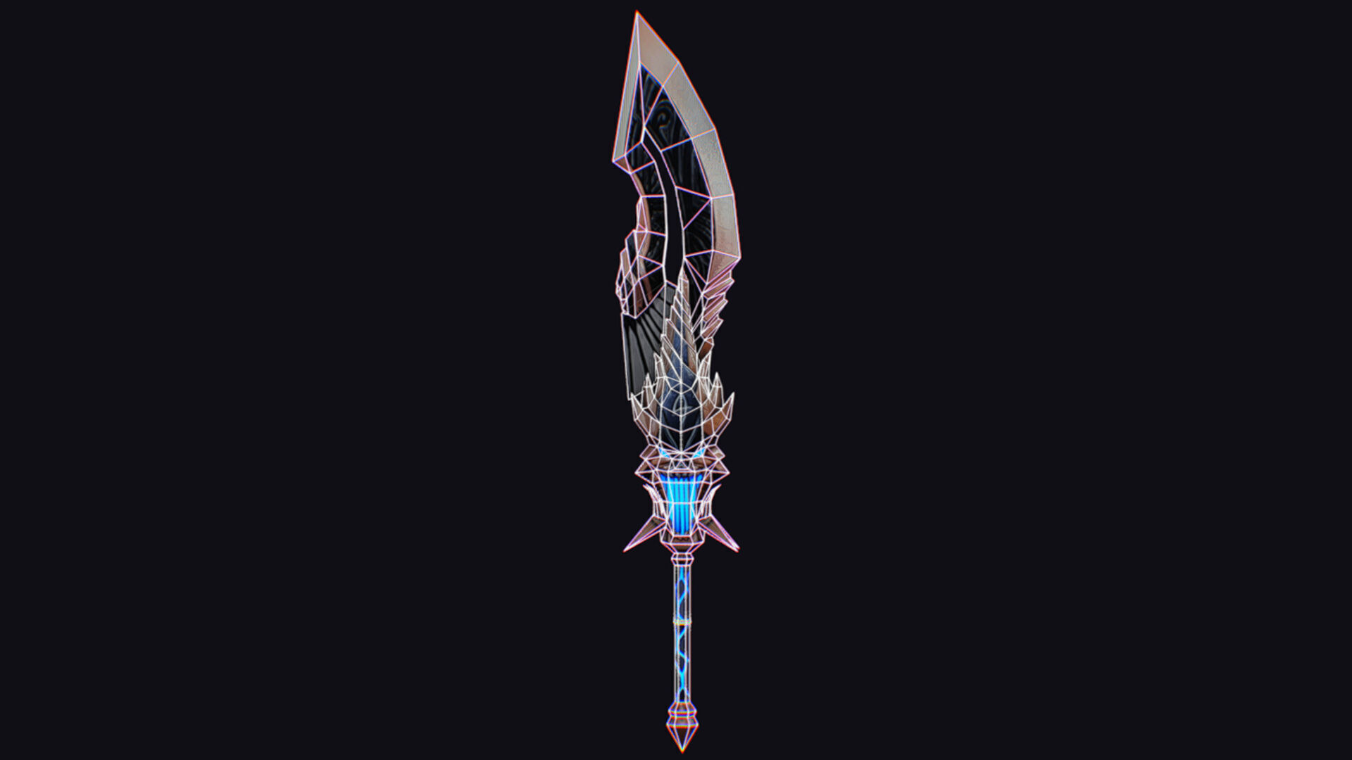Sword Demonic Dark Saber Magical Blade Cutting Melee Rapier Low-poly 3D model_13