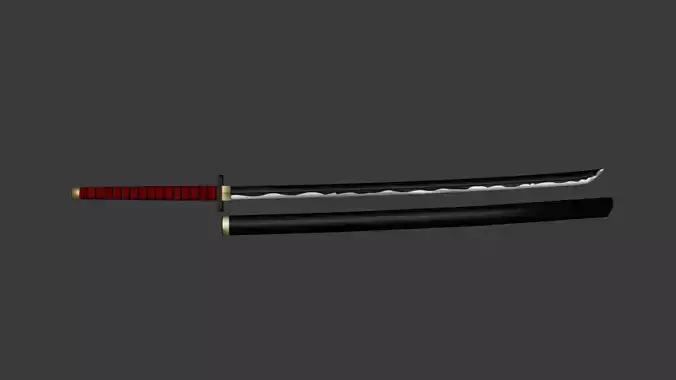 Stylized Low Poly Katana Naruto Anime Style