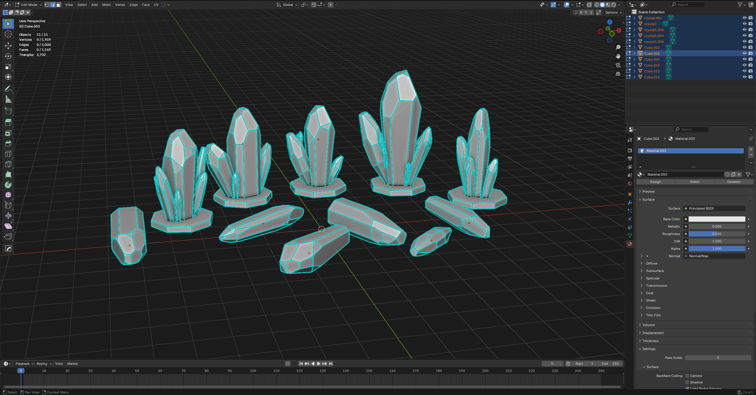 Crystals bundle gameready assest print crystals smart materials Low-poly 3D model_3