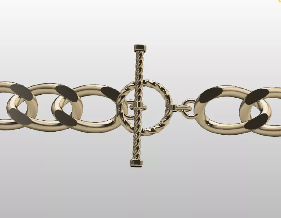 Curb chain Links with toggle set clasp T-lock 3D print model