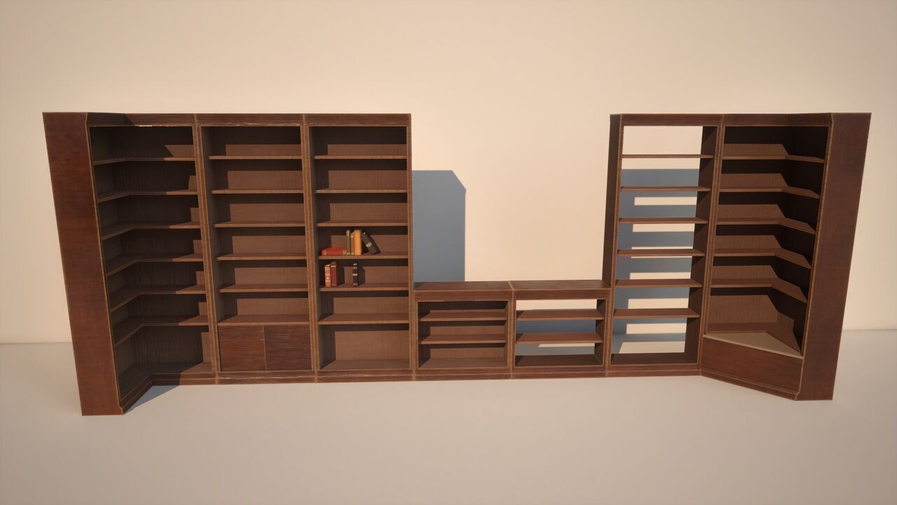Modular Bookcases Low-poly 3D model_1