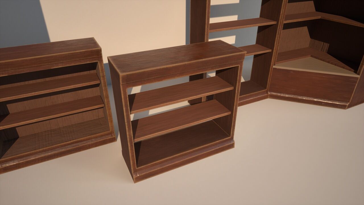 Modular Bookcases Low-poly 3D model_3