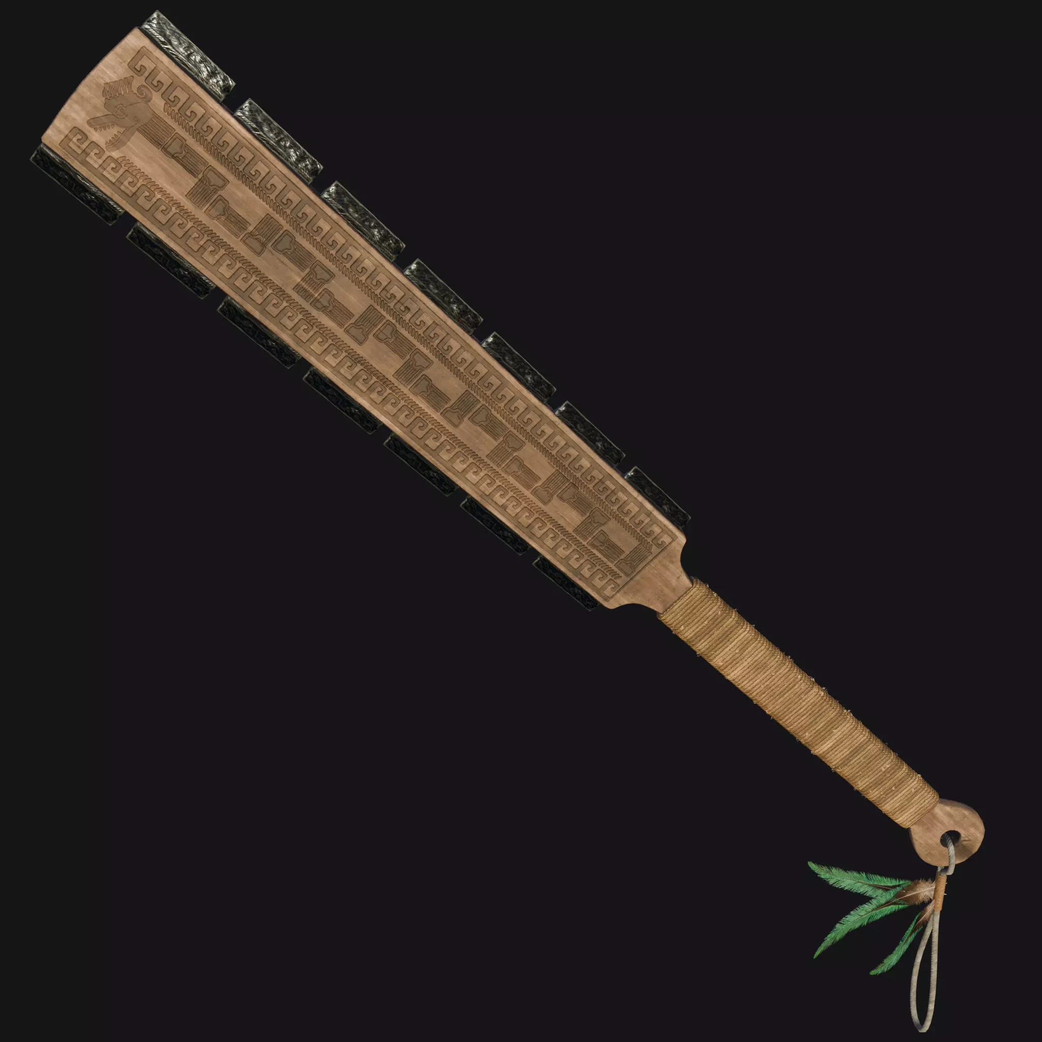 Aztec Macuahuitl Low-poly 3D model_0