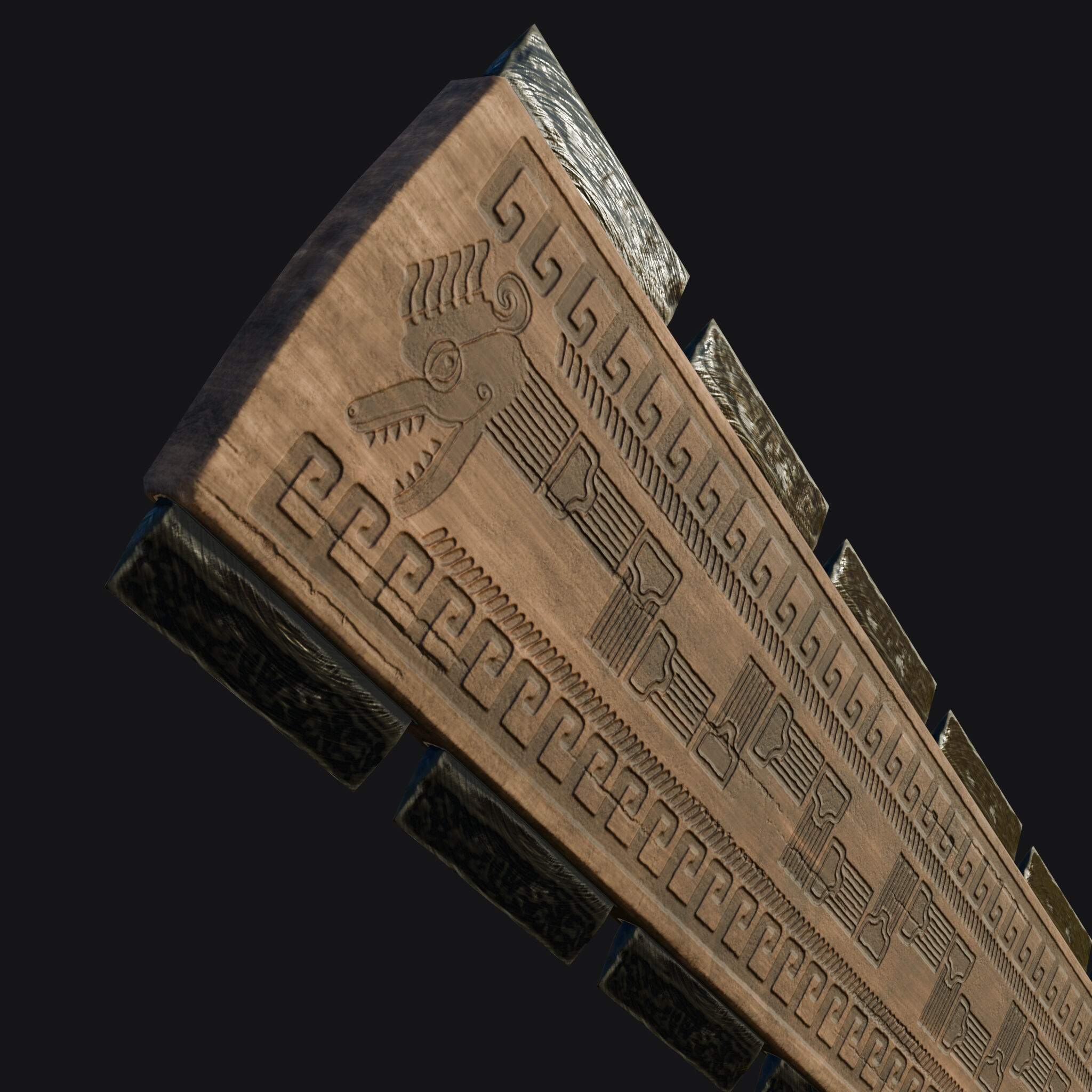 Aztec Macuahuitl Low-poly 3D model_3