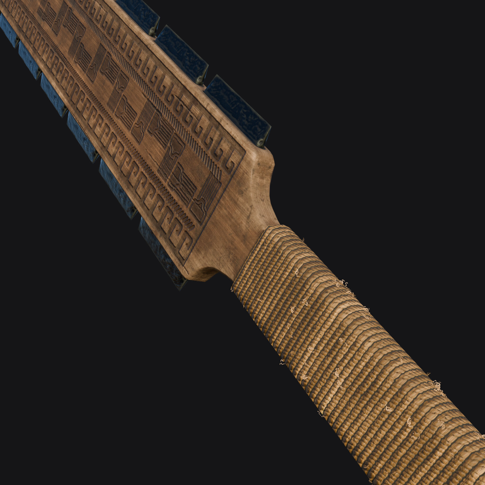 Aztec Macuahuitl Low-poly 3D model_2