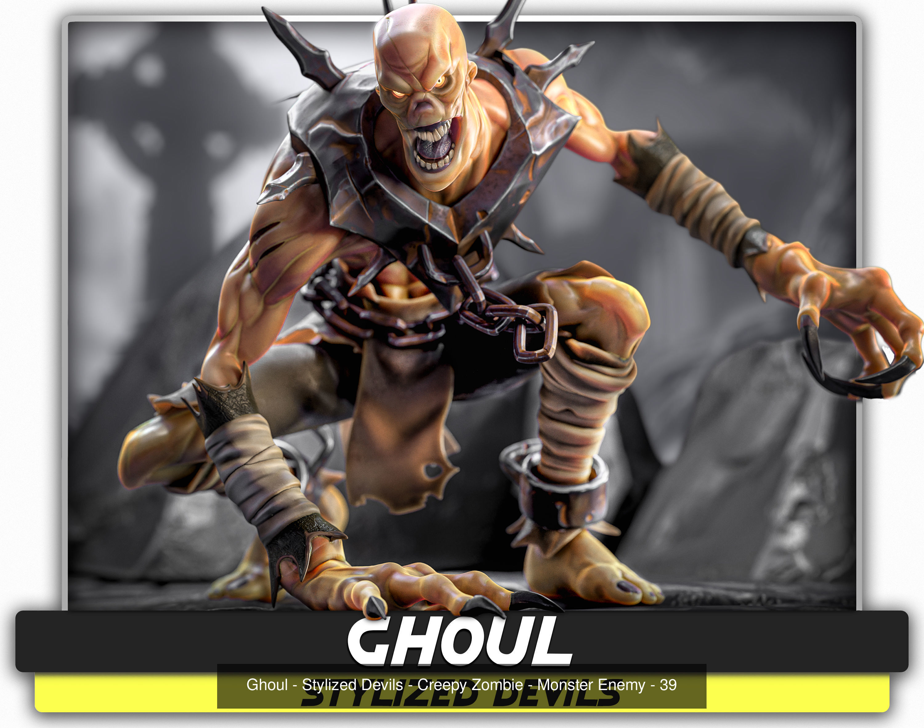 Monster Creature Pack 1 - Stylized Devils - Ghoul Demon - 64 3D Model Collection_10