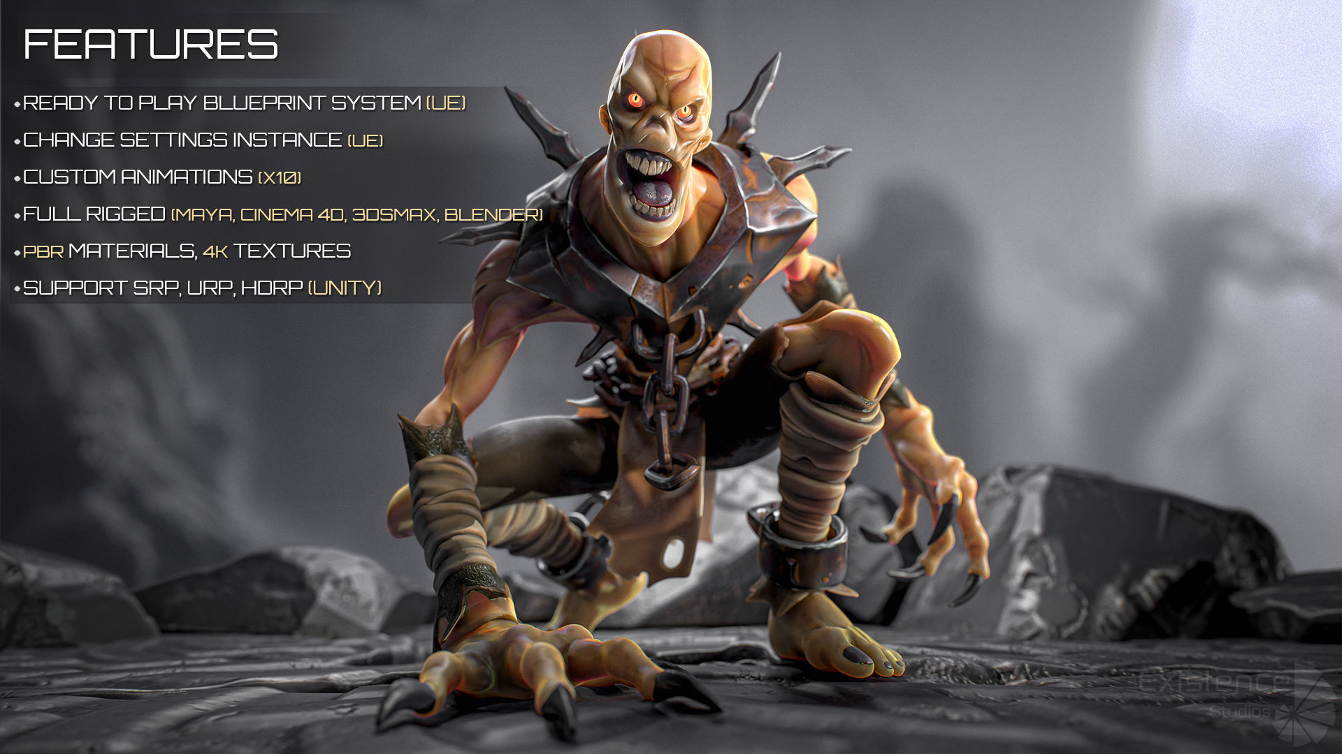 Monster Creature Pack 1 - Stylized Devils - Ghoul Demon - 64 3D Model Collection_21