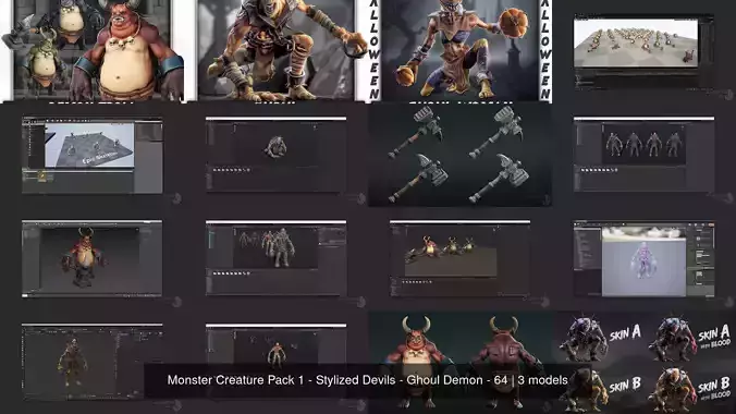 Monster Creature Pack 1 - Stylized Devils - Ghoul Demon - 64