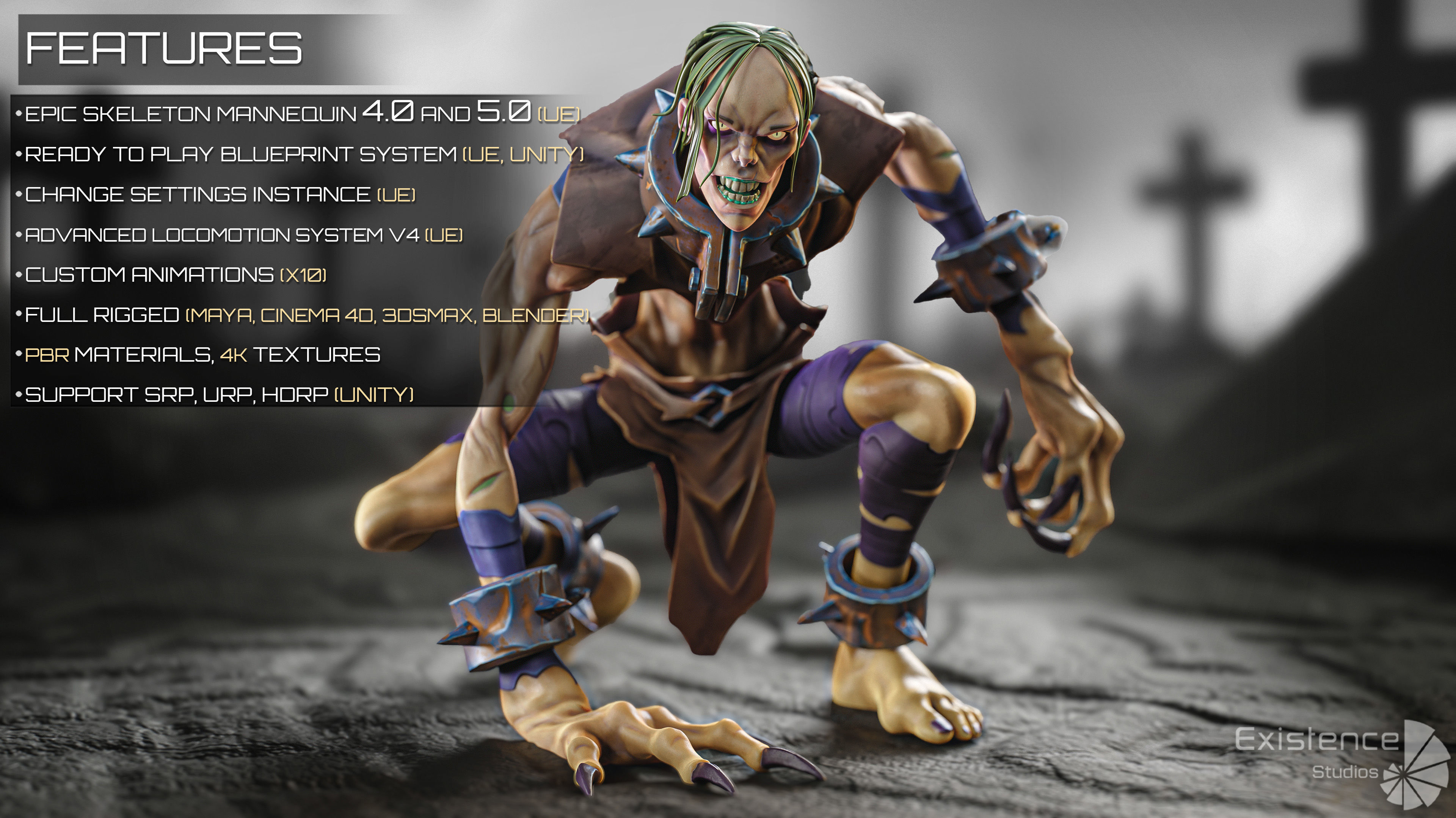 Monster Creature Pack 1 - Stylized Devils - Ghoul Demon - 64 3D Model Collection_22