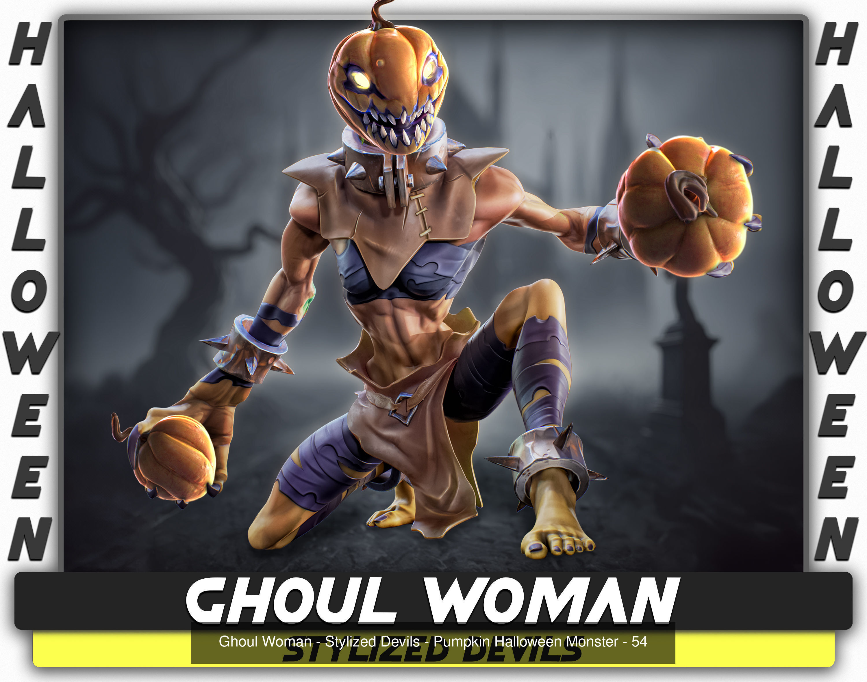 Monster Creature Pack 1 - Stylized Devils - Ghoul Demon - 64 3D Model Collection_11