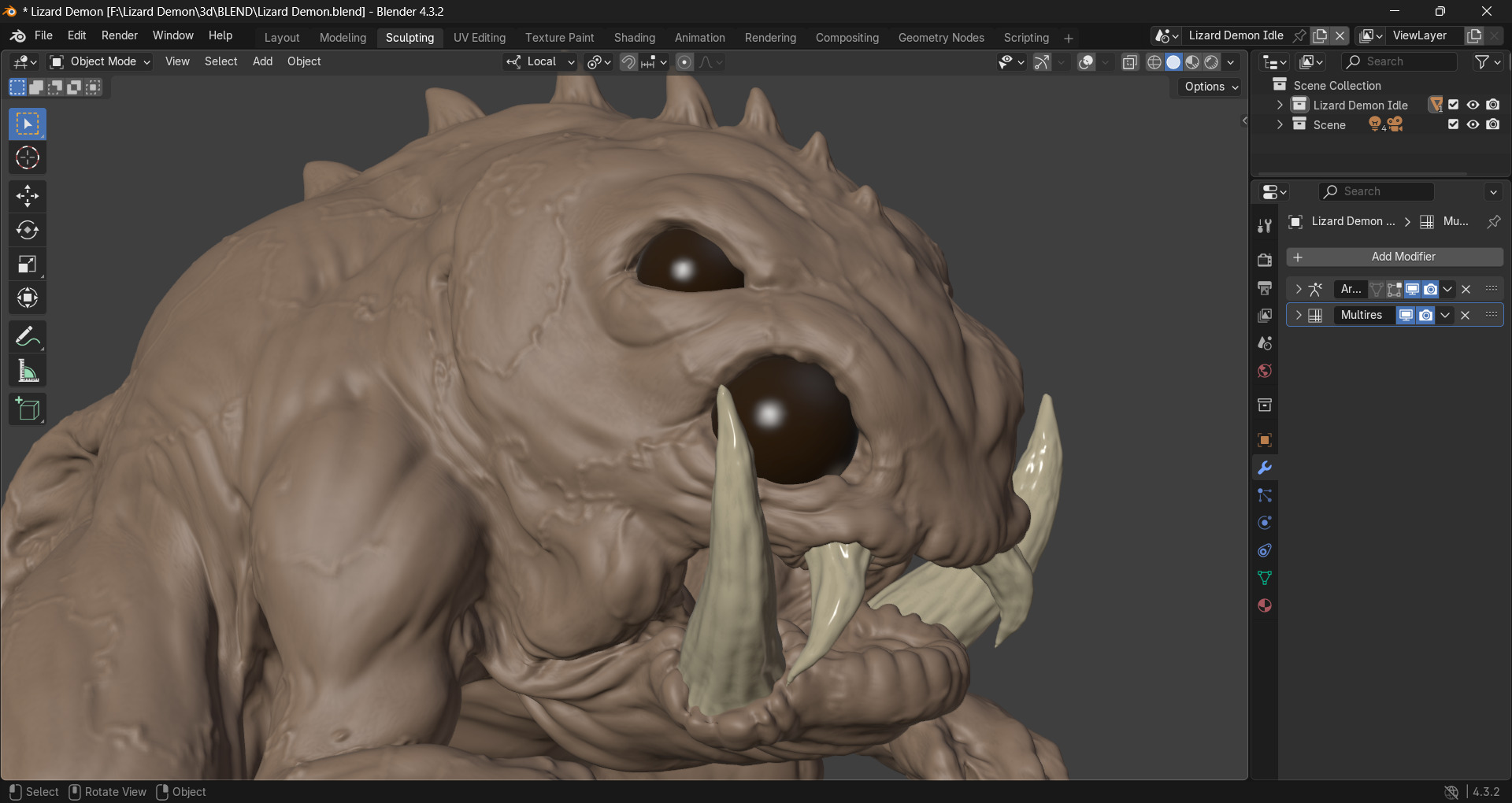 Lizard Demon Blender 3D model_21