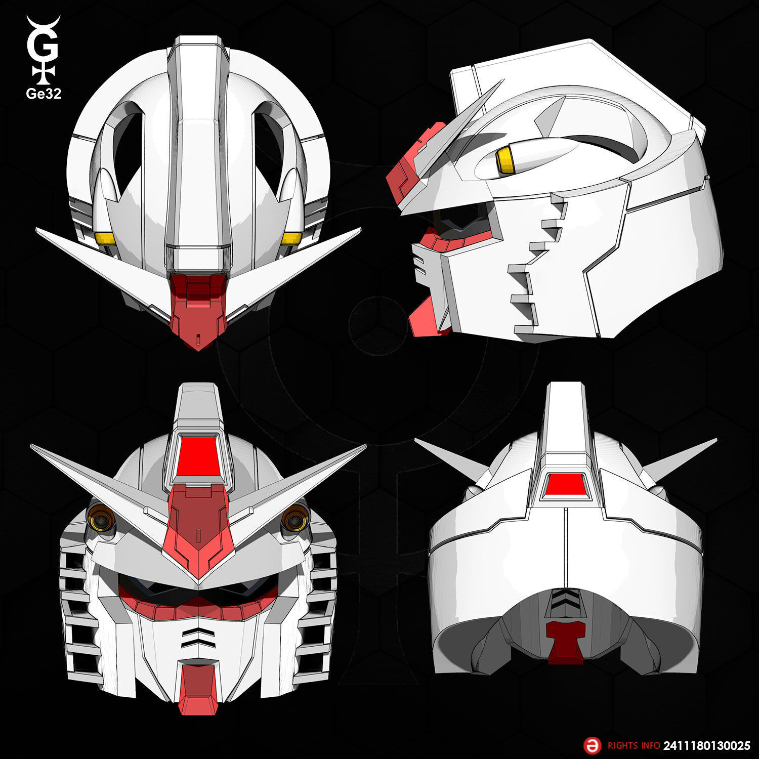 RX78-2 GUNDAM CAT - Helmet 3D print model_2