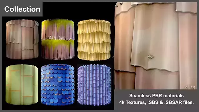 Stylized Roof Substance PBR material collection and textures