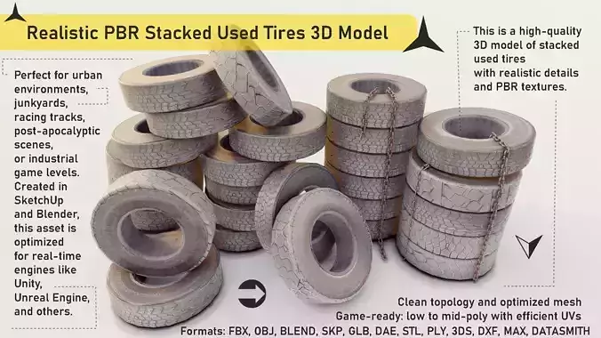 Used Tires Low-poly 3D model