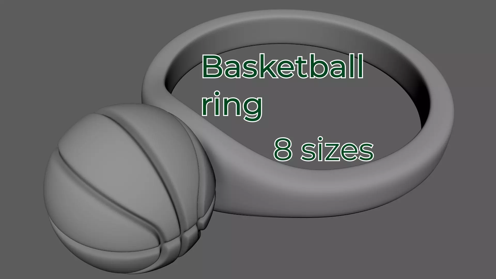 Basketball Ring 3D Printable Finger Ring STL 8 Sizes 16 23 mm 3D print model
