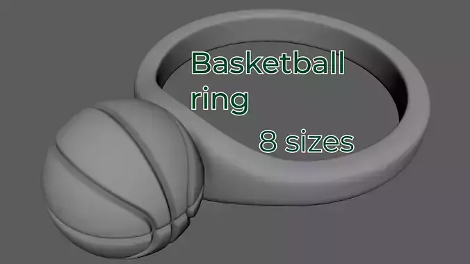 Basketball Ring 3D Printable Finger Ring STL 8 Sizes 16 23 mm 3D print model