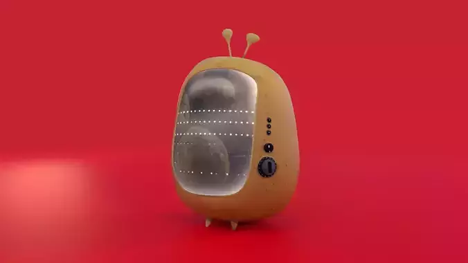 Stylized low-poly retro TV potato