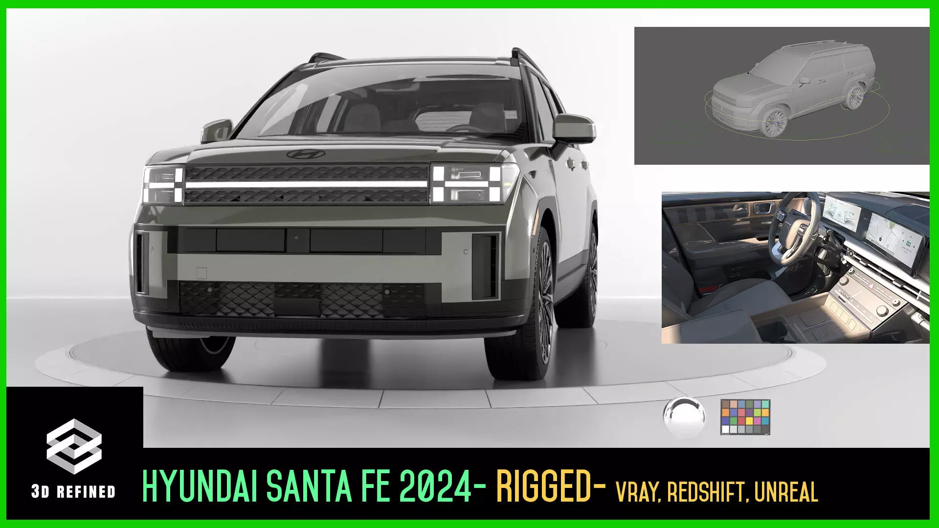 Hyundai Santa Fe 2024 -photoreal-Rigged and Render Ready 3D model_0