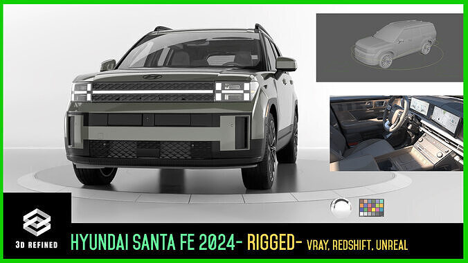 Hyundai Santa Fe 2024 -photoreal-Rigged and Render Ready 3D model