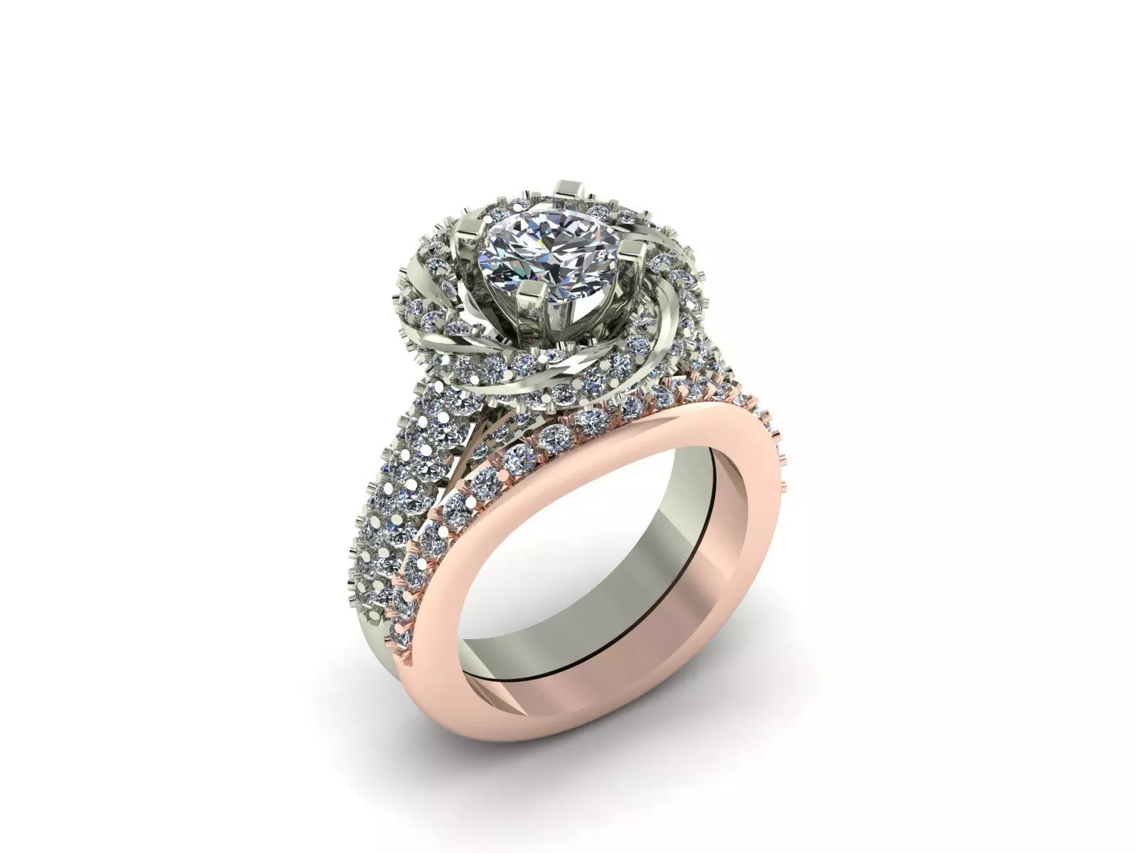 Engagement Ring and Band 3D print model_0