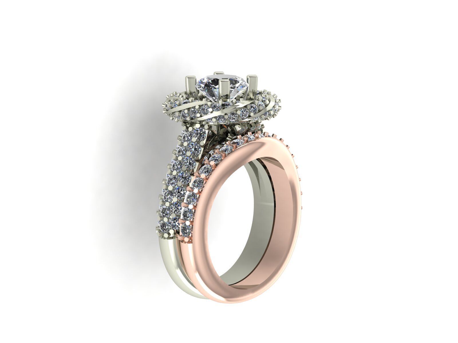 Engagement Ring and Band 3D print model_2