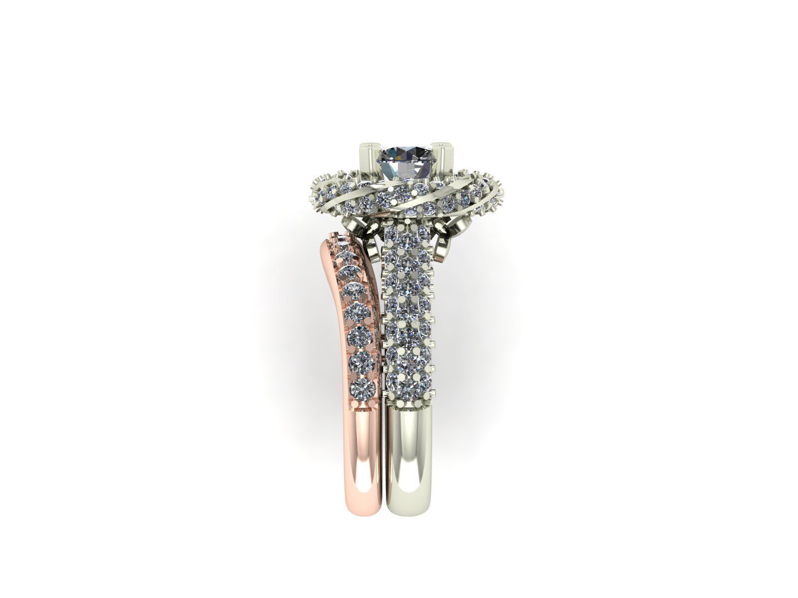 Engagement Ring and Band 3D print model_4