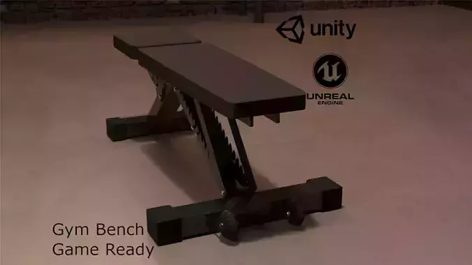 Low-Poly Gym Bench - Game-Ready 3D Model