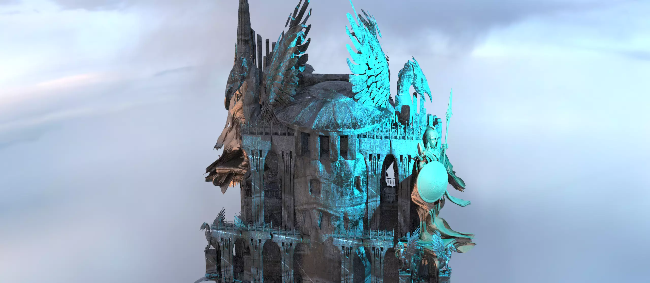 Zeus Warden shield mountain top 3D model_0