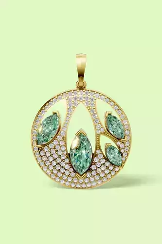 Elegant Pendant with Marquise Stones And Full Diamond Accents