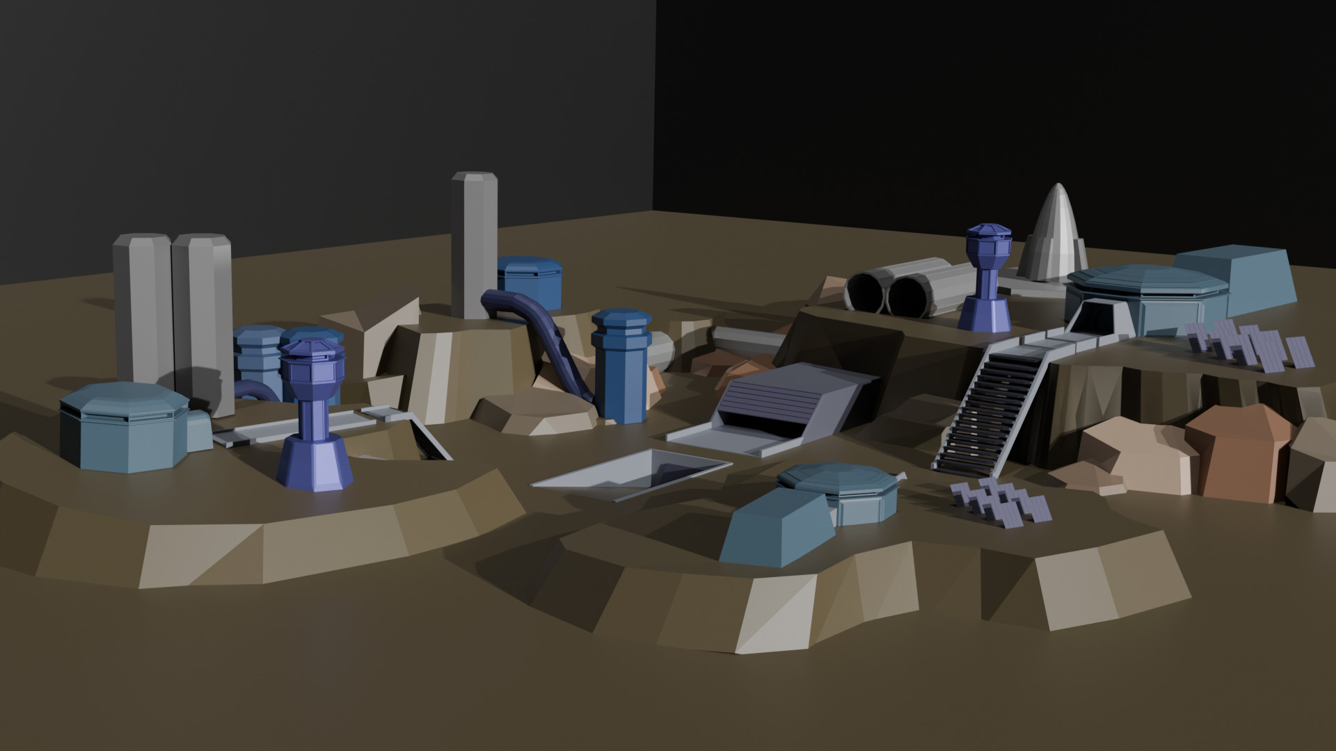 Space cargo low poly Low-poly 3D model_1