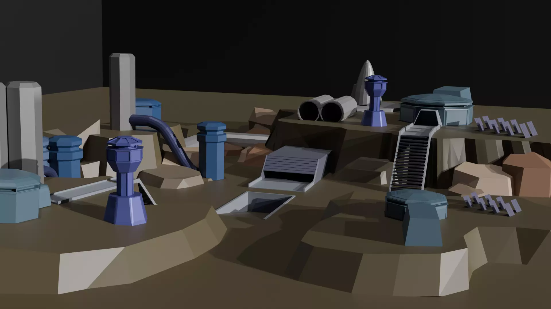 Space cargo low poly Low-poly 3D model_0